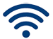 Ein blaues WLAN-Symbol für ein drahtloses Wi-Fi-Signal auf hellem Hintergrund.